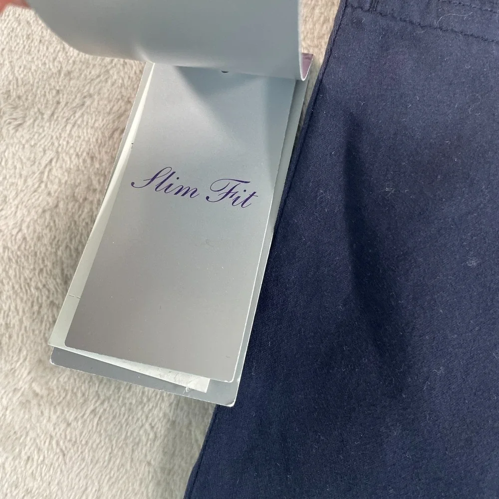 Ralph Lauren Purple Label Sateen Pants Men 38x32 Navy Slim Fit Stretch NWT $495‎